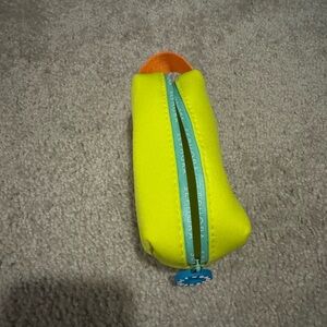 Sephora Bright Neon Yellow make up Case with Aqua Zipper